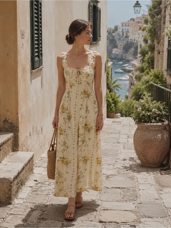 Caroline Constas Dresses & Skirts - Caroline Constas Camille Print Floral Smocked Cottagecore Midi Dress